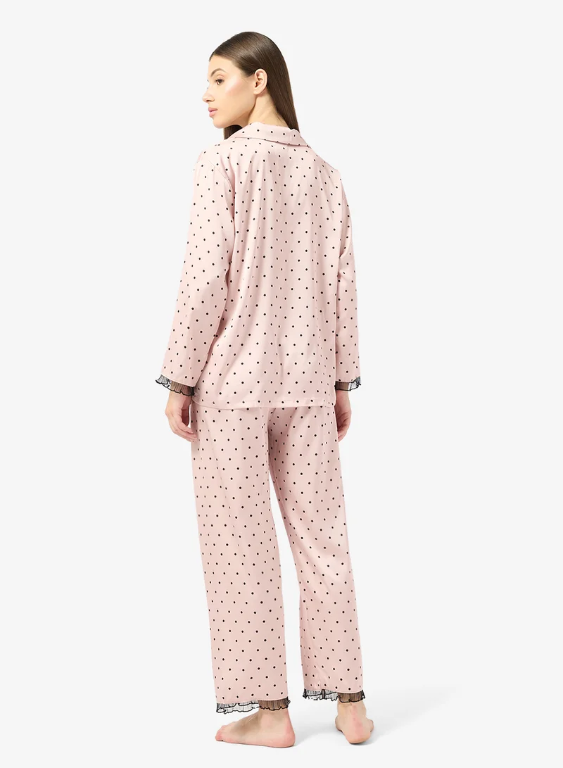 ELLA Polka Print Pyjama Top & Pant Set